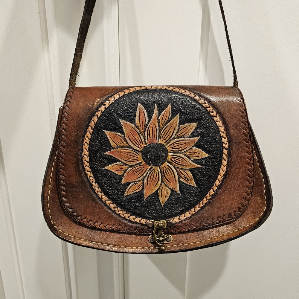 Gorgeous tooled leather shoulder bag